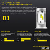 BEAMTECH H13 LED Headlight Bulb 50W 6500K 8000Lumens Extremely Brigh CSP Chips Conversion Kit