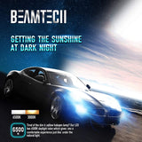 BEAMTECH 9012 LED Headhight Bulb,30mm Heatsink Base CSP Chips 10000 Lumens HIR2 6500K Xenon White Extremely Super Bright Conversion Kit Small Size
