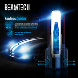 BEAMTECH H1 LED Headlight Bulb Fanless CSP Y19 Chips 8000 Lumens 6500K Xenon White  Extremely Bright Conversion Kit