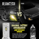 BEAMTECH 9006 LED Fog Light Bulbs, 360°Beam Angle 3000 Lumens Extremely Bright HB4 3500K Golden Yellow Pack of 2