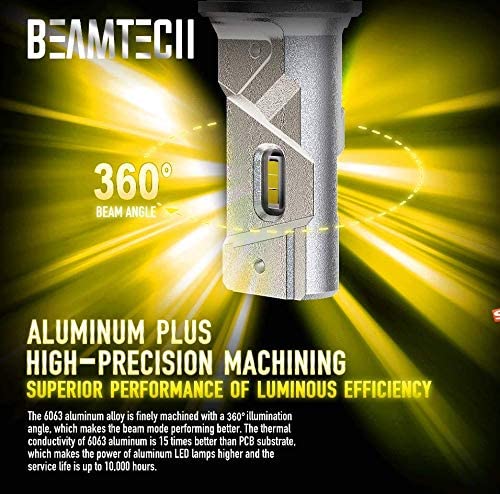 BEAMTECH H11 LED Fog Light Bulb, 360°Beam Angle 3000 Lumens Extremely Bright H8 3500K Golden Yellow Pack of 2