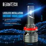BEAMTECH H11 LED Bulb, H8 H9 G-XP Chips 6500K 360 Degree Beam 90W Xenon White Conversion Kits With Fan High Brightness