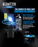BEAMTECH H13 LED Headlight Bulb, 9008 Halogen Replacement,12000LM 50W Fanless In Line 6500K Xenon White