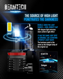BEAMTECH H11 LED Headlight Bulb, 12000LM 50W Fanless In Line H8 H9 6500K Xenon White