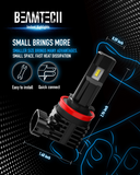 BEAMTECH 9005 H11 LED Headlight Bulb, 12000LM 50W Fanless In Line HB3 H8 H9 Halogen Replacement 6500K Xenon White