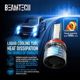 BEAMTECH H11 LED Bulb, H8 H9 G-XP Chips 6500K 360 Degree Beam 90W Xenon White Conversion Kits With Fan High Brightness