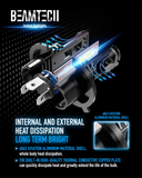 BEAMTECH H4 LED Headlight Bulb, 12000LM 50W 1Fanless In Line 9003 Halogen Replacement 6500K Xenon White