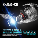 BEAMTECH 9012 LED Headhight Bulb,30mm Heatsink Base CSP Chips 10000 Lumens HIR2 6500K Xenon White Extremely Super Bright Conversion Kit Small Size