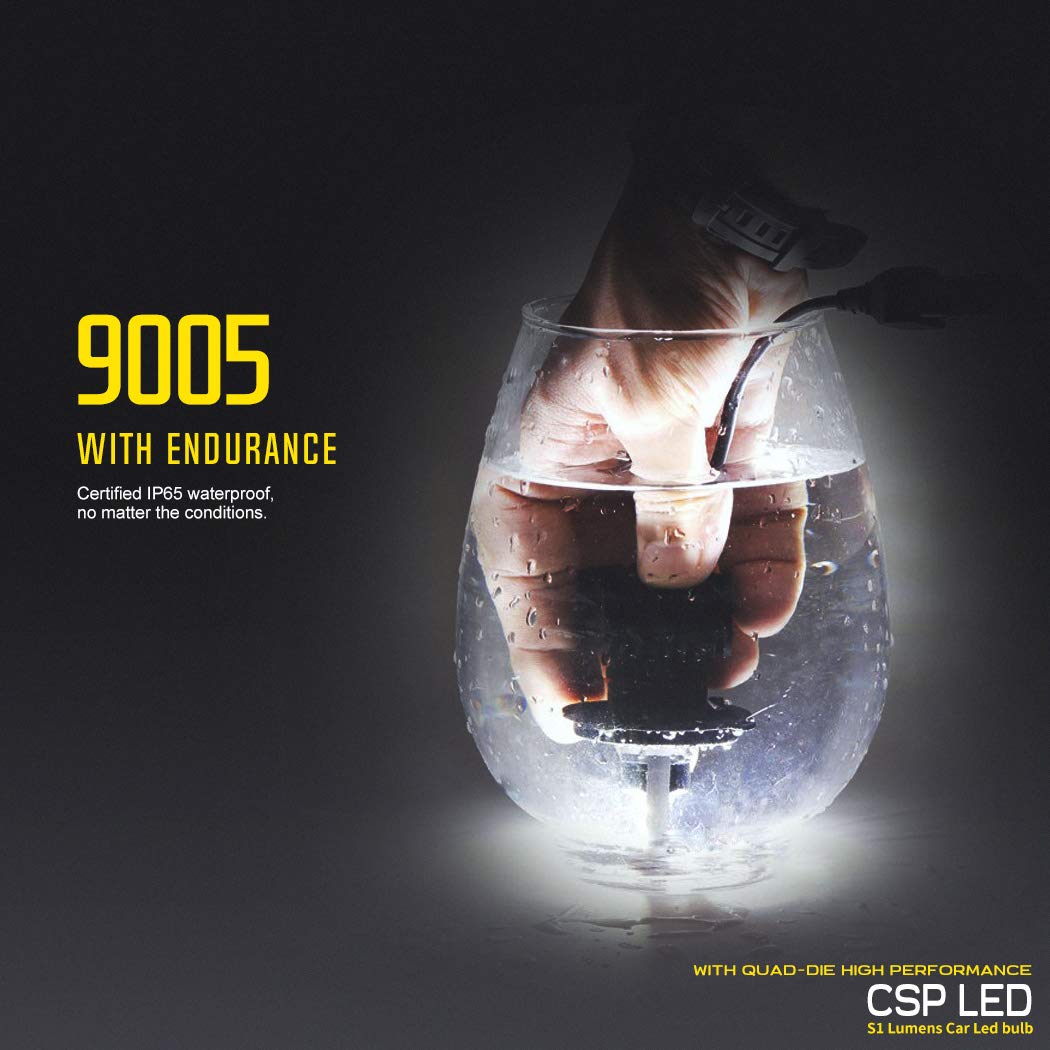 BEAMTECH 9005/HB3 9006/HB4 LED Bulb, S1 Series 8000LM 50W 6500K Extremely Bright CSP Chips Conversion Kit Combo All In One Plug N Play Halogen Replacement