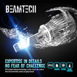 BEAMTECH 880 LED Headlight Bulb 30mm Heatsink Base CSP Chips 10000 Lumens Hi/Lo 6500K Xenon White Extremely Super Bright Conversion Kit of 2