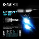 BEAMTECH 880 LED Headlight Bulb 30mm Heatsink Base CSP Chips 10000 Lumens Hi/Lo 6500K Xenon White Extremely Super Bright Conversion Kit of 2