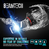BEAMTECH 9005 LED Bulb 30mm Heatsink Base CSP Chips 10000 Lumens Hi/Lo 6500K Xenon White Extremely Super Bright Conversion Kit of 2
