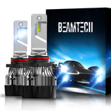 BEAMTECH 9005 LED Headlight Bulb 30mm Heatsink Base CSP Chips 10000 Lumens Hi/Lo 6500K Xenon White Extremely Super Bright Conversion Kit of 2