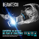 BEAMTECH 9006 LED Headhight Bulb 30mm Heatsink Base CSP Chips 10000 Lumens Hi/Lo 6500K Xenon White Extremely Super Bright Conversion Kit of 2