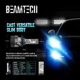 BEAMTECH 9006 LED Headhight Bulb 30mm Heatsink Base CSP Chips 10000 Lumens Hi/Lo 6500K Xenon White Extremely Super Bright Conversion Kit of 2