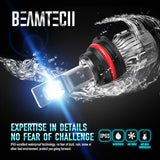 BEAMTECH 9007 LED Headhight Bulb 30mm Heatsink Base CSP Chips 10000 Lumens Hi/Lo 6500K Xenon White Extremely Super Bright Conversion Kit of 2