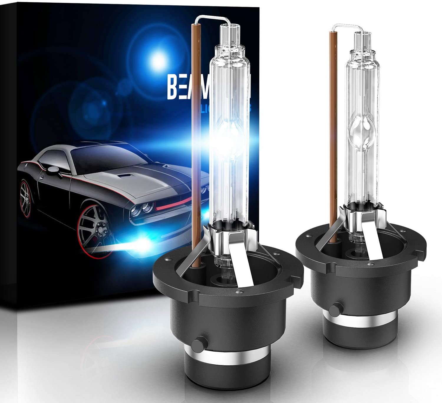 BEAMTECH D2S HID Bulbs, Xenon Headlight Replacement Bulb 35W 6000K HID