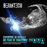BEAMTECH H1 LED Headhight Bulb 30mm Heatsink Base CSP Chips 10000 Lumens Hi/Lo 6500K Xenon White Extremely Super Bright Conversion Kit of 2