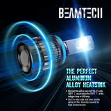 BEAMTECH H11 LED Headlight Bulb 30mm Heatsink Base CSP Chips 10000 Lumens Hi/Lo 6500K Xenon White Extremely Super Bright Conversion Kit of 2