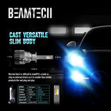 BEAMTECH H1 LED Headhight Bulb 30mm Heatsink Base CSP Chips 10000 Lumens Hi/Lo 6500K Xenon White Extremely Super Bright Conversion Kit of 2