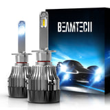 BEAMTECH H1 LED Headhight Bulb 30mm Heatsink Base CSP Chips 10000 Lumens Hi/Lo 6500K Xenon White Extremely Super Bright Conversion Kit of 2