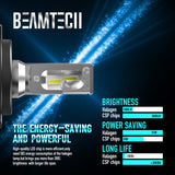 BEAMTECH H4 LED Bulbs 6500K 10000 Lumens Extremely Super Bright 9003 Hi/Lo 30mm Heatsink Base CSP Chips Conversion Kit Xenon White