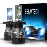 BEAMTECH H4 LED Headlight Bulbs 6500K 10000 Lumens Extremely Super Bright 9003 Hi/Lo 30mm Heatsink Base CSP Chips Conversion Kit Xenon White